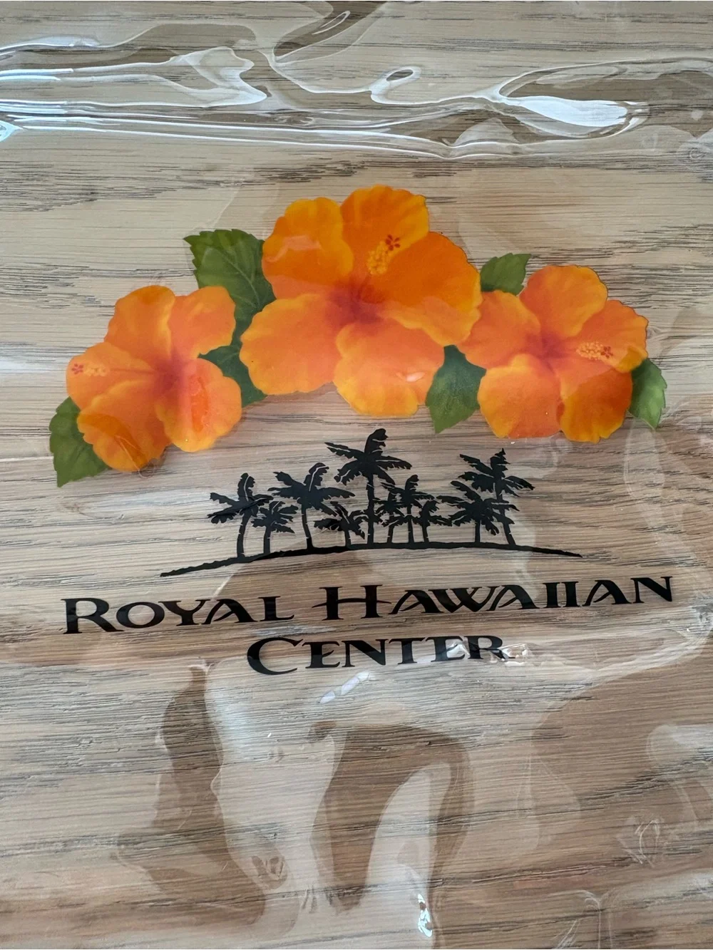 Royal Hawaiian Center Clear Drawstring Backpack with Orange Hibiscus